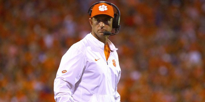 Swinney reacts during the win over Louisville