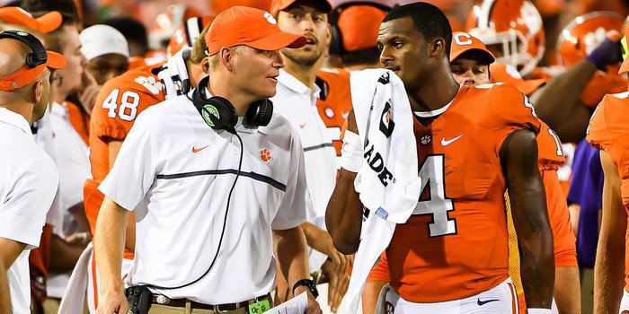 Watson and Brandon Streeter talk during the game at Tech last week