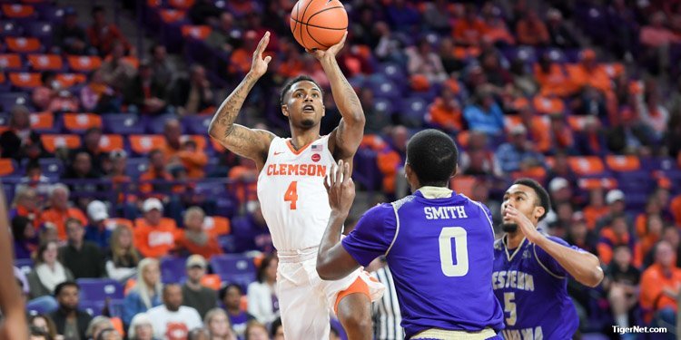 Shelton Mitchell goes up for a shot in the first half