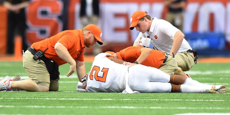 Bryant says he was knocked out on this play (Photo by Rich Barnes, USA Today)