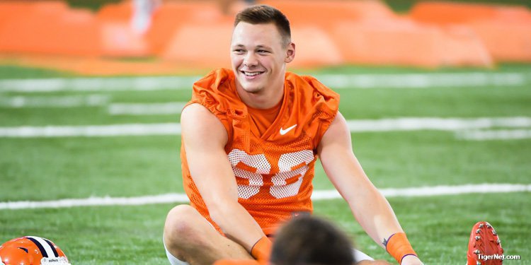 Hopper is all smiles at practice earlier this week