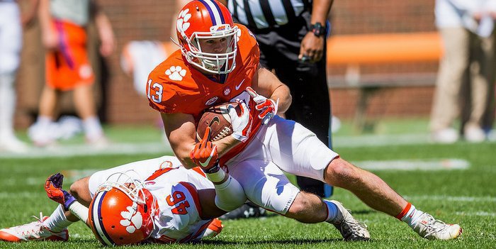 Renfrow makes a catch during the spring game