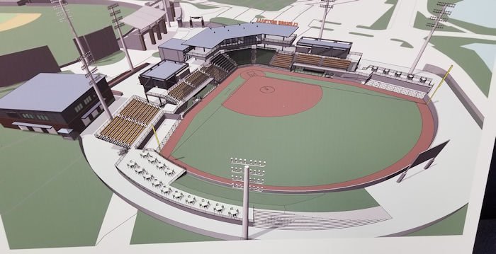 The new stadium would be placed just outside the left field Chapman Grandstands at Doug Kingsmore Stadium. (Renderings per Clemson athletics)