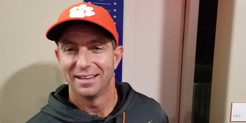 Swinney talks to the media Wednesday night