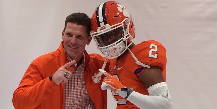 McMichael in Clemson gear with Brent Venables