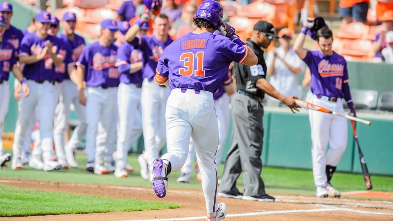 Teodosio rounds the bases after the first homer of his career