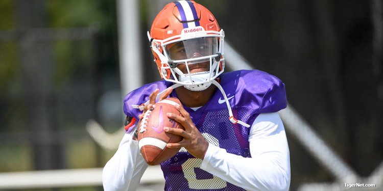 Kelly Bryant throws during Tuesday's practice