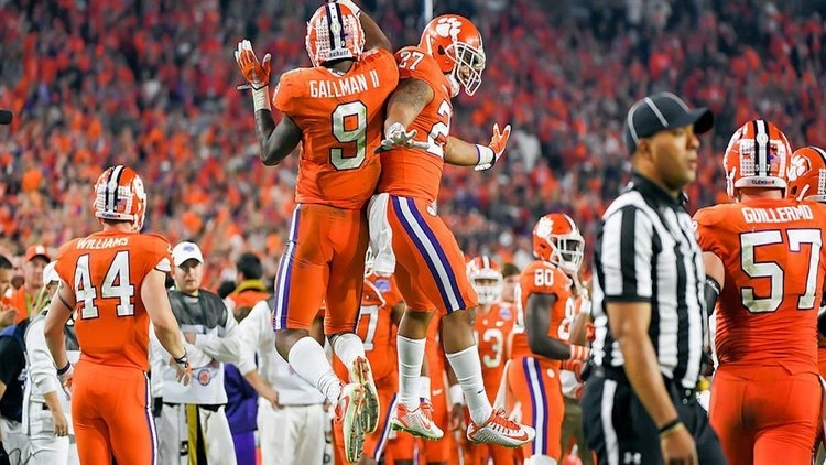 Gallman and Fuller celebrating together