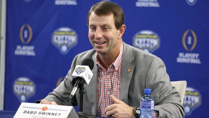 Dabo Swinney talks to the media Thursday