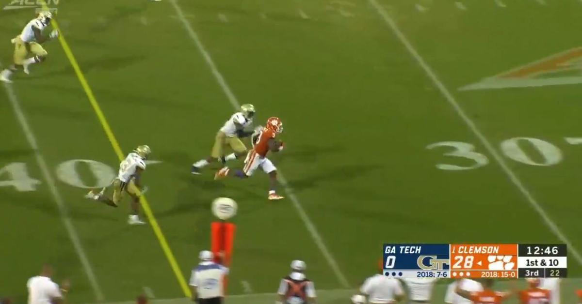 Travis Etienne scored three TDs in three quarters of action.