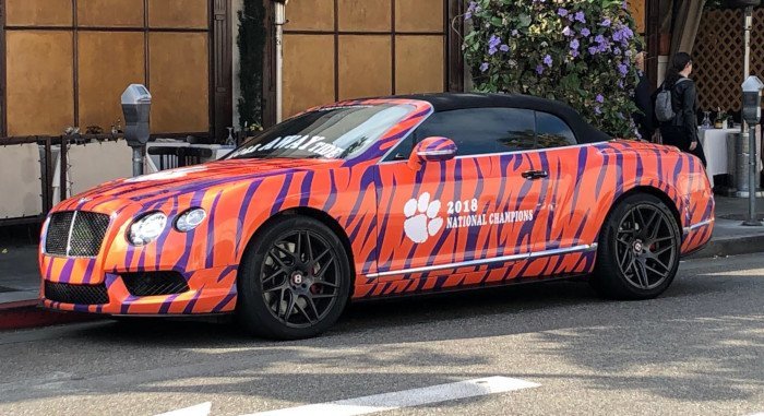LOOK: Custom Clemson Bentley spotted in Hollywood