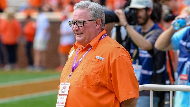 Bowden watches the action during Clemson's spring game 