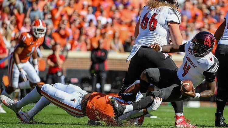 Bryant was injured on this play against Louisville