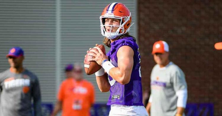 Lawrence works out during practice