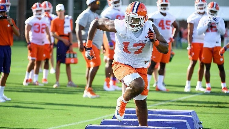 Mascoll does through drills during fall camp