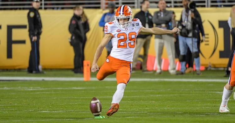 BT Potter kicks off against Alabama last January