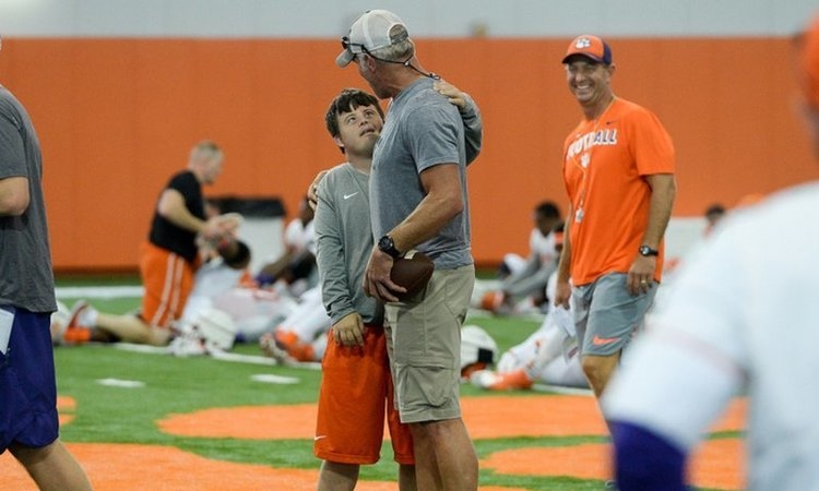 Saville has been a fixture of the Clemson football program. In August, he met NFL hall of famer Brett Favre at practice.
