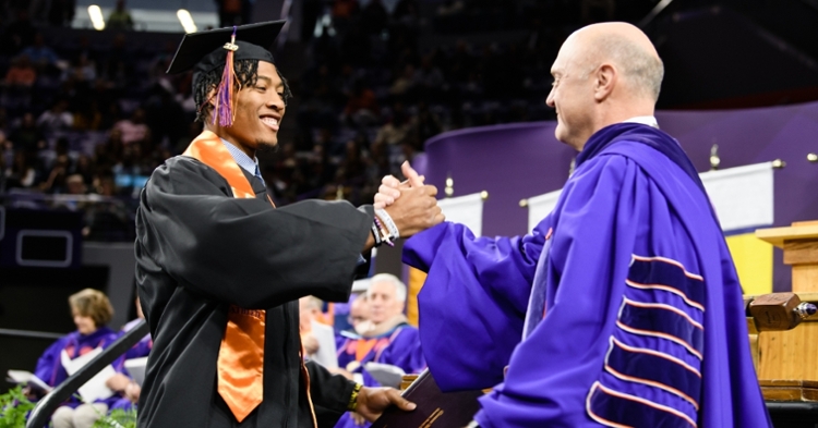 Isaiah Simmons was among the Clemson football graduates Thursday. (Photo courtesy of Craig Mahaffey, Clemson University)