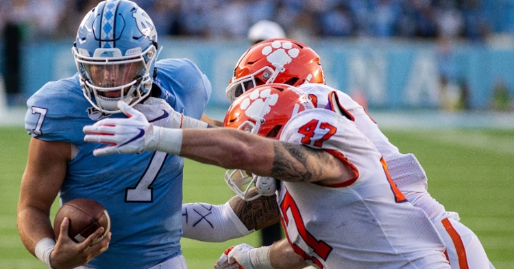 Skalski (47) makes the tackle at UNC