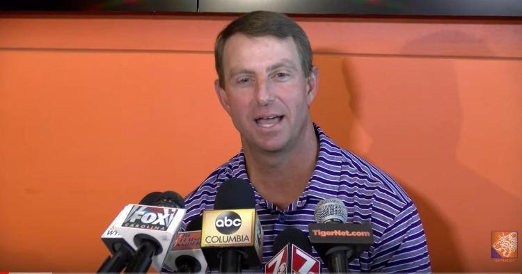 Swinney speaks with the media Tuesday