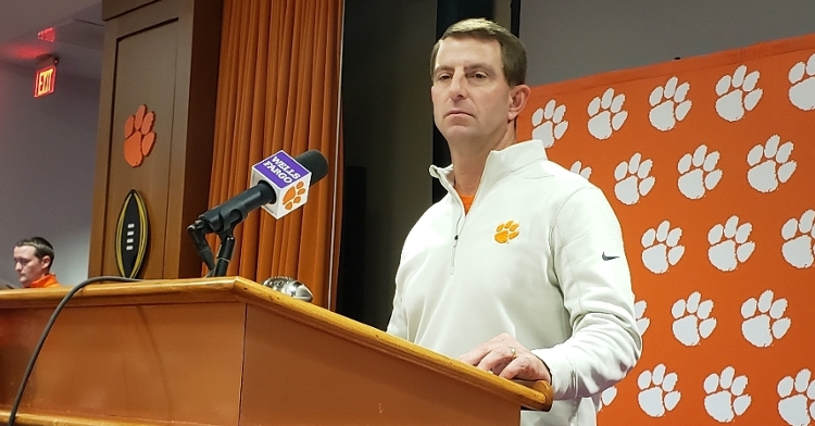 Swinney talks to the media Tuesday at his weekly press conference.