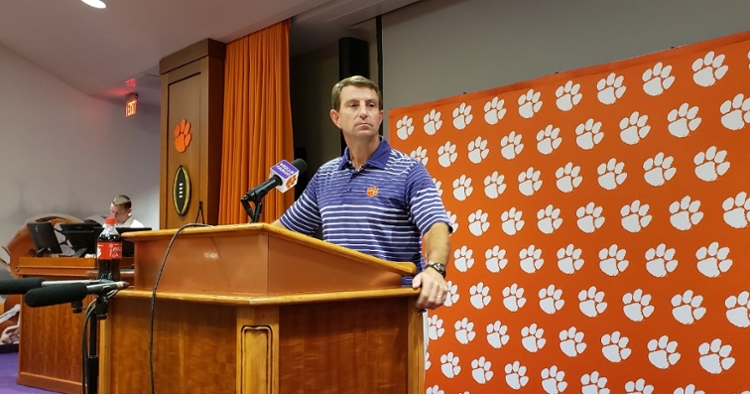 Swinney talks to the media Tuesday