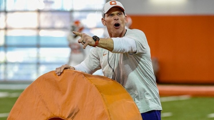 Venables makes a point during Monday's practice