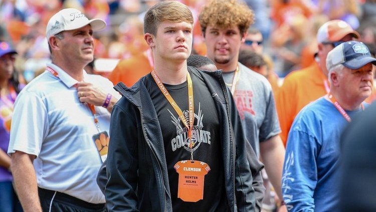 Helms walks the sidelines before Clemson's spring game