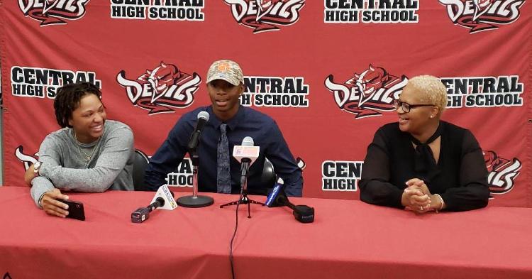 Williams is joined by his mother (right) and his sister Saturday