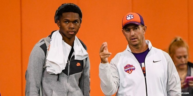 EJ Williams gets special attention from head coach Dabo Swinney