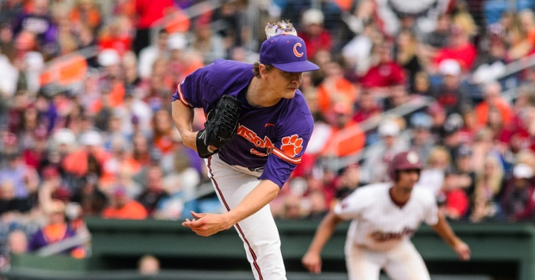 Sam Weatherly totaled 14 strikeouts in 6.0 scoreless innings pitched of two-hit ball.