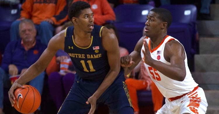 Trey Jemison guards a Notre Dame player in the first half. (Photo: Josh Kelly / USATODAY)