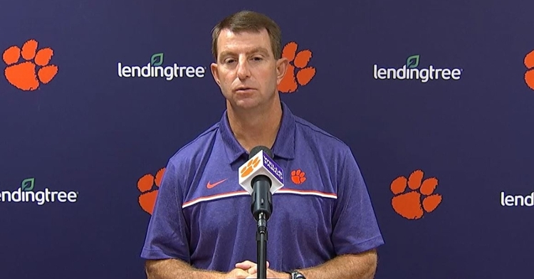 Swinney speaks with the media Tuesday.