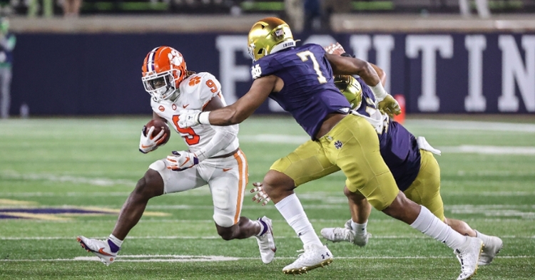 Travis Etienne didn't have much room to run. (Photo courtesy ACC)