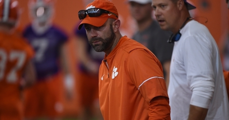 Kyle Richardson looking on at a recent Clemson practice