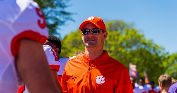 Jeff Scott smiles during Tiger Walk.