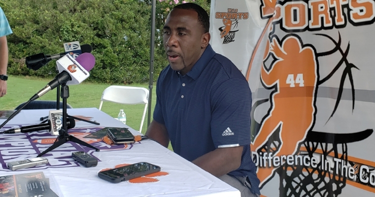 Spiller speaks to the media Monday at The Walker Course.