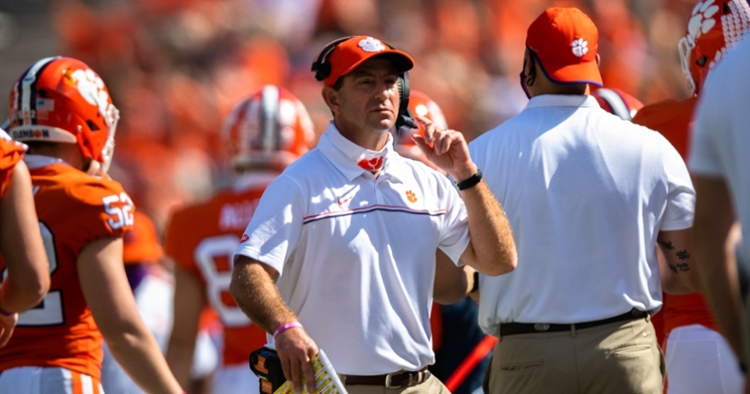 Dabo Swinney will take his team to Notre Dame Stadium Friday (ACC photo).