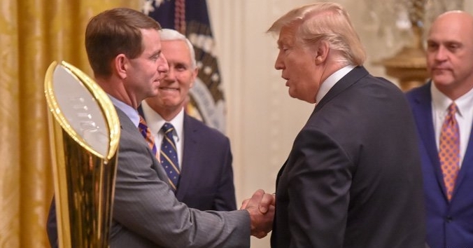Clemson was in the White House in January 2019 after the 2018 national championship. 