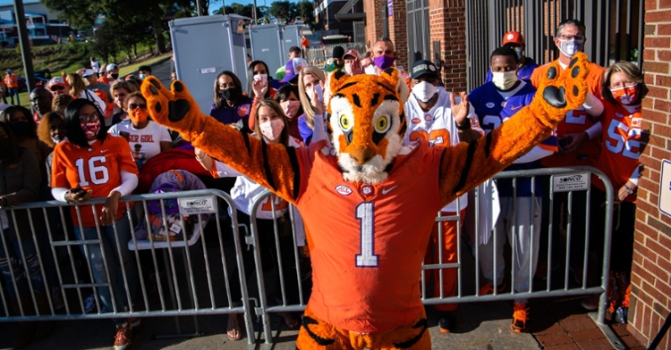 The Tiger poses before the game against Virginia (ACC pic).