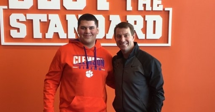 Boggs poses with Clemson head coach Dabo Swinney