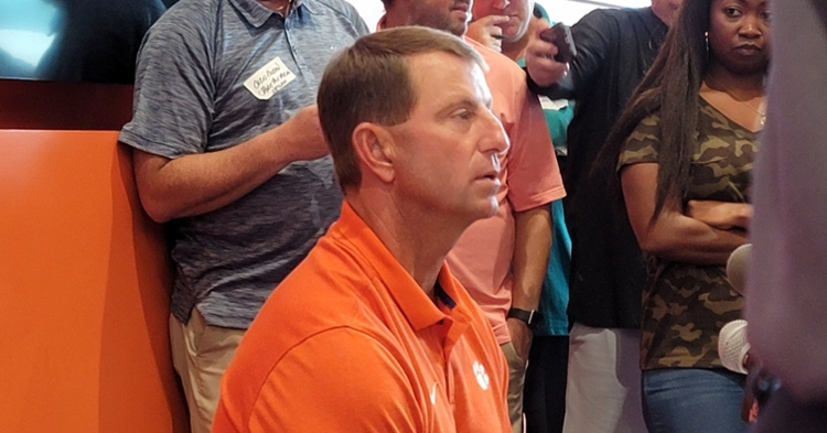 Swinney speaks with the media Tuesday.