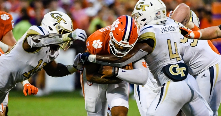 Uiagalelei found some success on the ground but the Tigers struggled to sustain drives.
