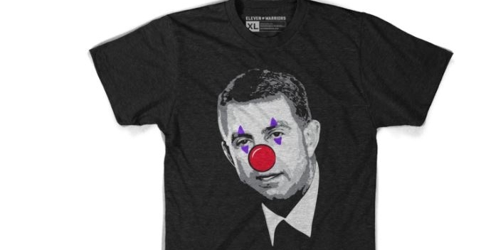 The t-shirt description from the Ohio State site says, 'Born a clown. Still a clown.'