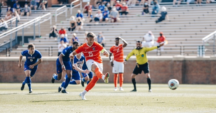 Brighton knocked in the gamewinner via penalty kick (Clemson athletics photo).
