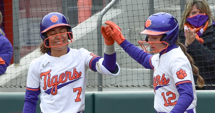 Clark, left, reached base three times and drove in three runs (ACC file photo).