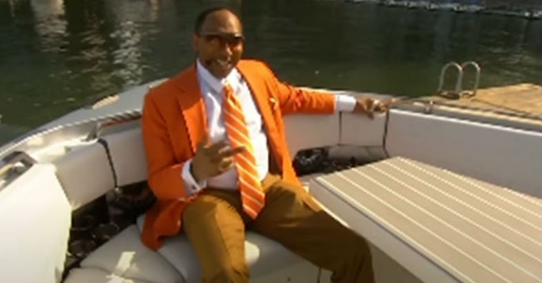Smith was decked out with an orange suit  